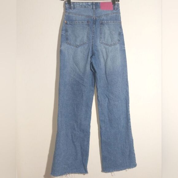 Denim Collection Lefties European Distressed High Waist Wide Leg Jeans 26 EUC - Picture 7 of 11